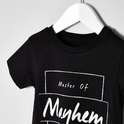 Mini boys black master of mayhem T-shirt
